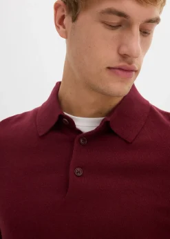 Pull polo en fine maille avec laine mérinos, slim