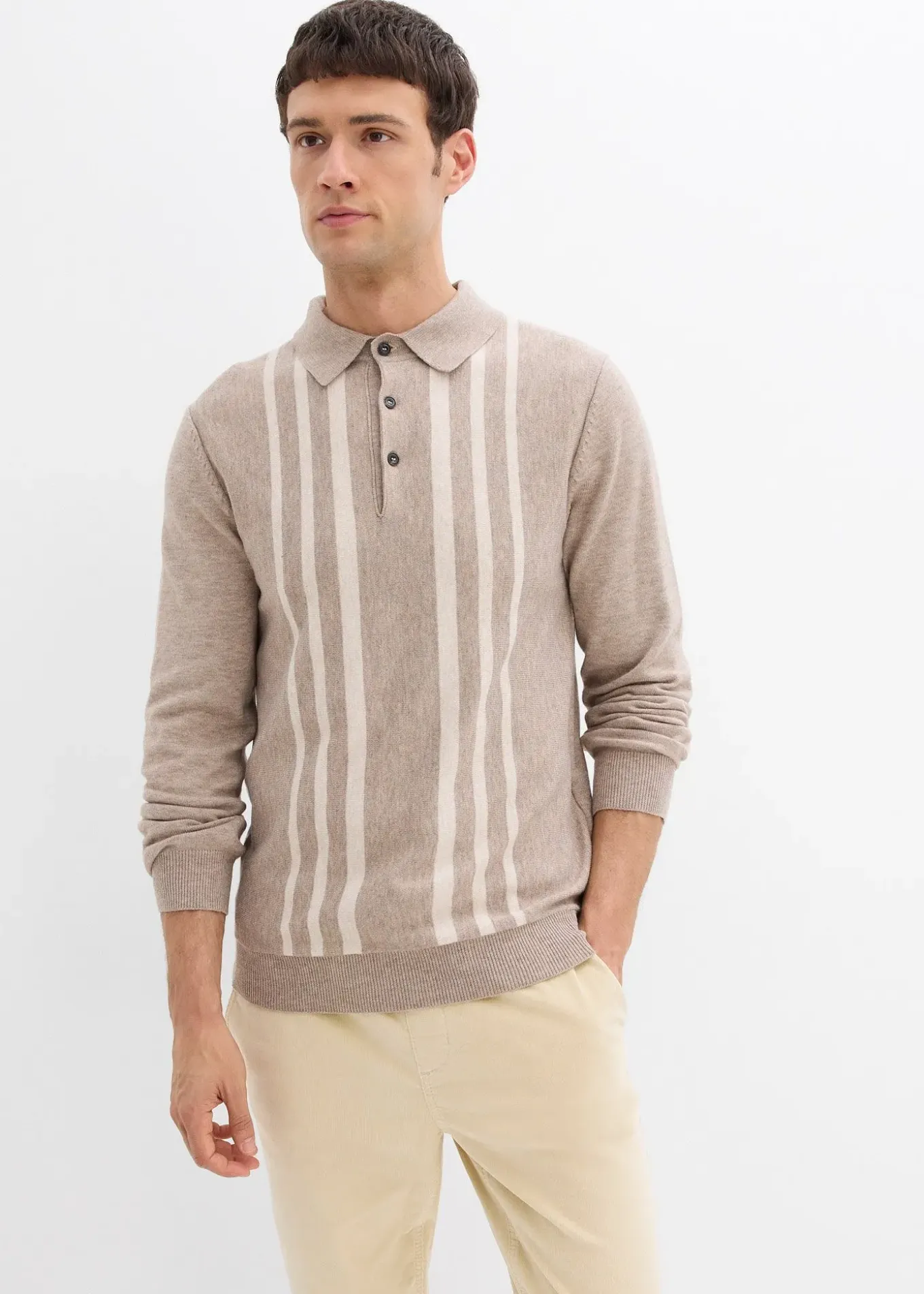 Pull polo slim en fine maille