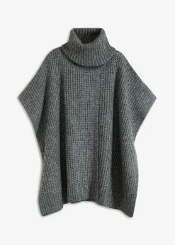 Pull poncho en laine mélangée