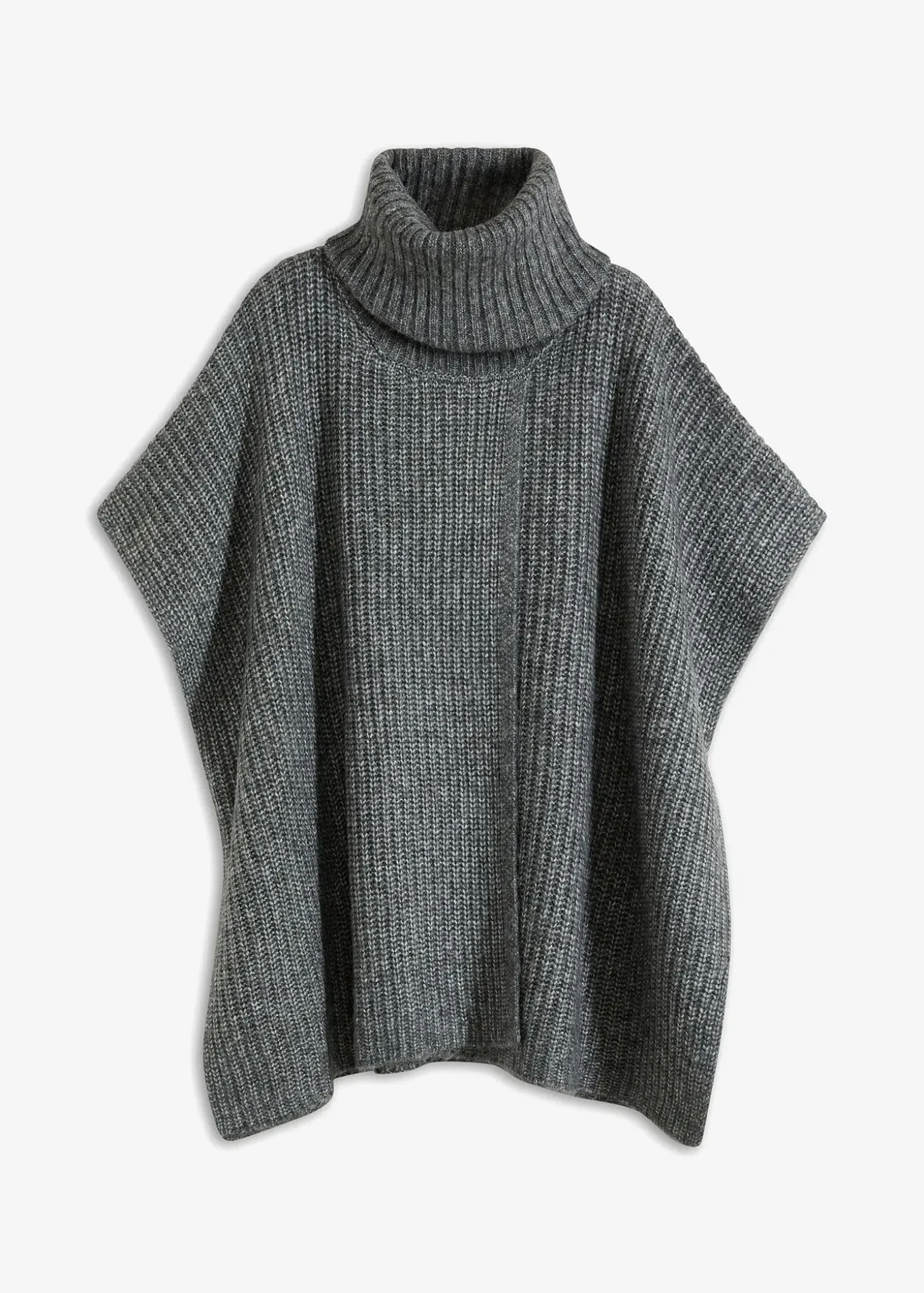 Pull poncho en laine mélangée