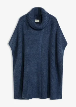 Pull poncho en laine mélangée