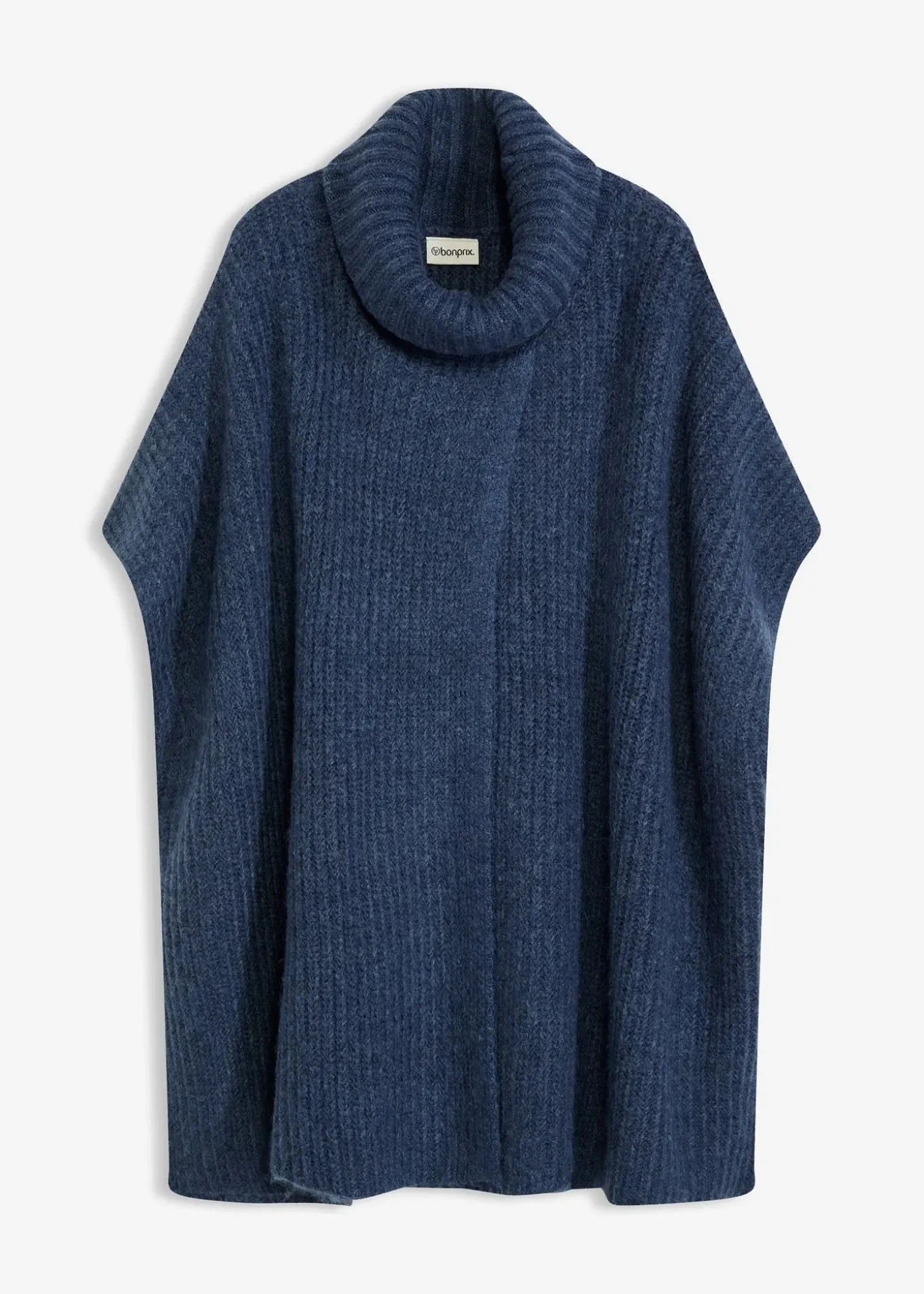 Pull poncho en laine mélangée