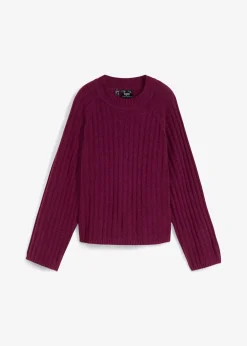 Pull raccourci en maille côtelée