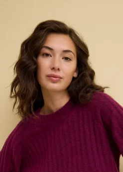 Pull raccourci en maille côtelée