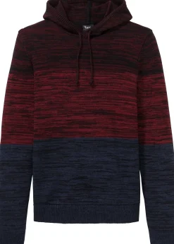 Pull regular en fine maille à capuche