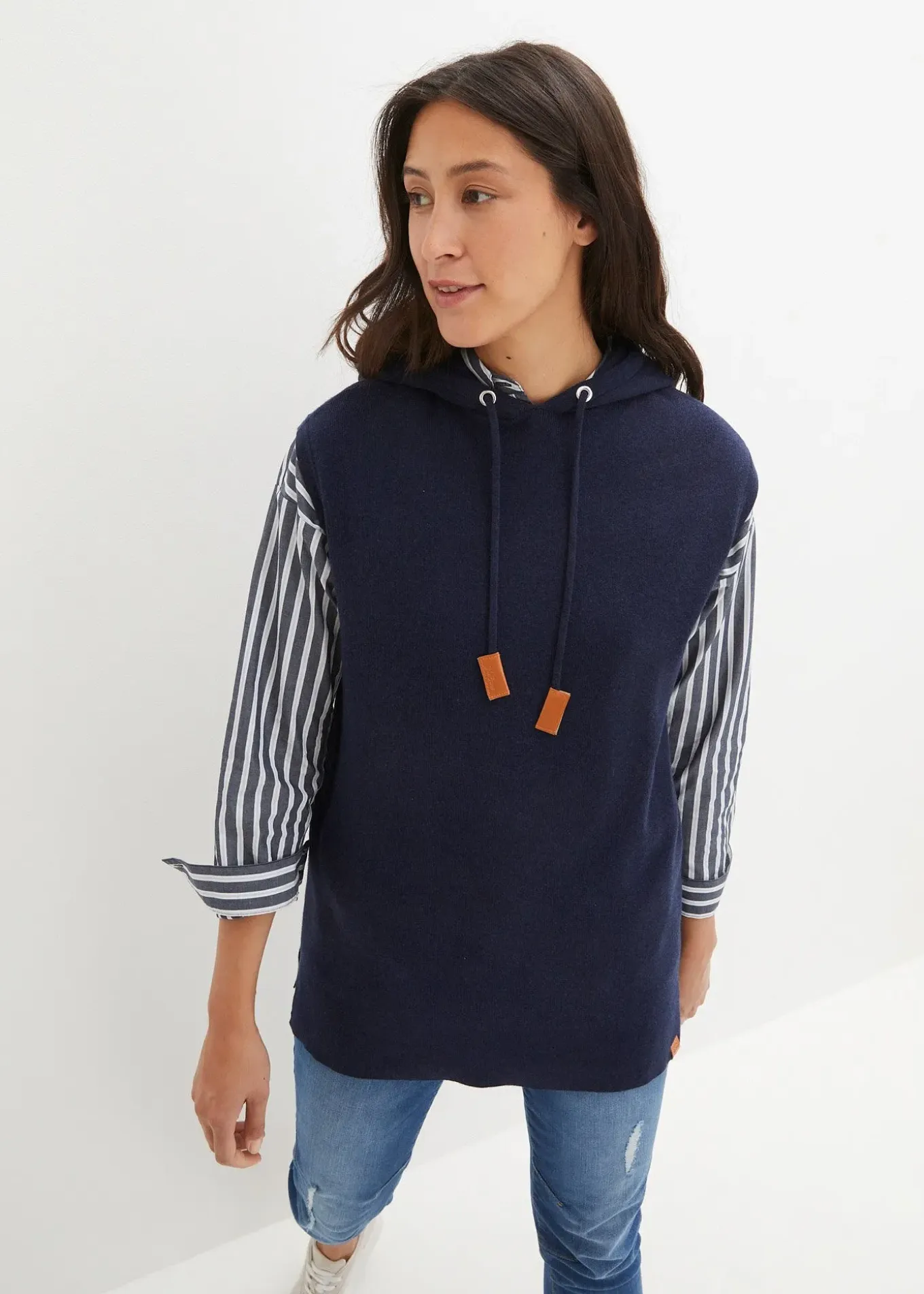 Pull sans manches à capuche, oversize