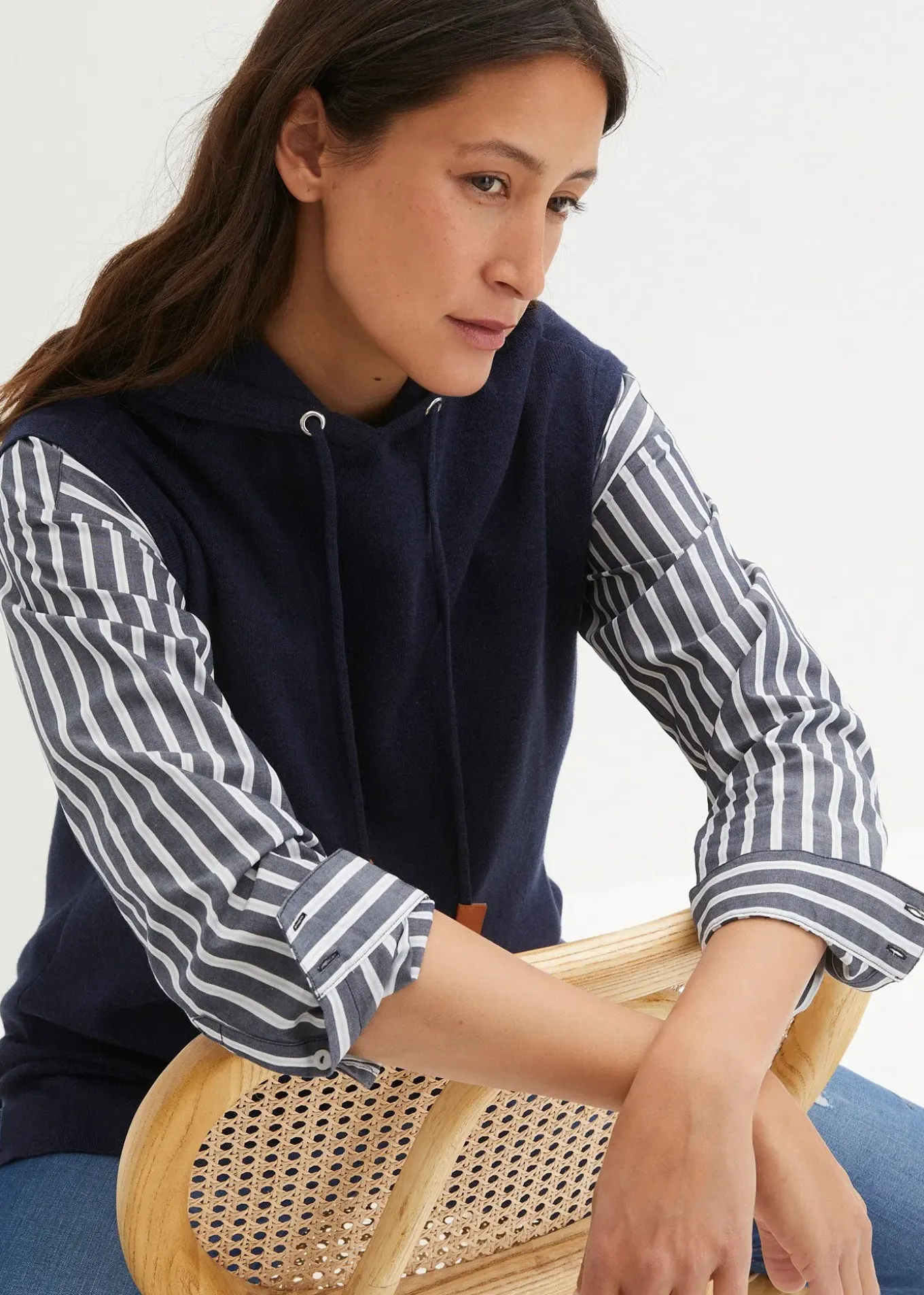 Pull sans manches à capuche, oversize