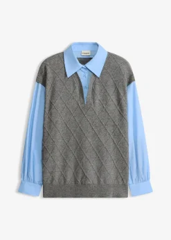 Pull sans manches à empiècement chemisier en coton