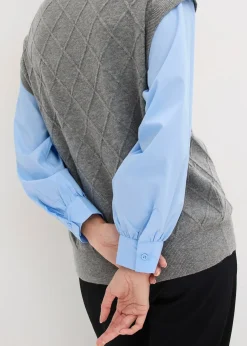 Pull sans manches à empiècement chemisier en coton