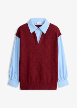 Pull sans manches à empiècement chemisier en coton