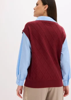 Pull sans manches à empiècement chemisier en coton