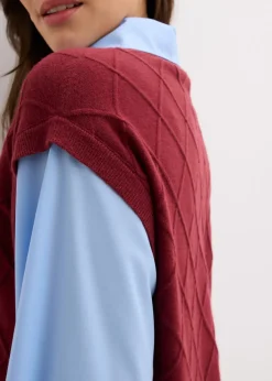 Pull sans manches à empiècement chemisier en coton