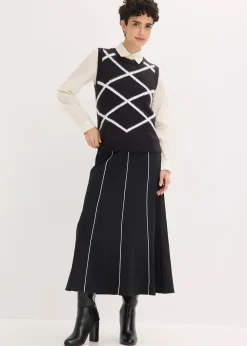 Pull sans manches à motif en maille poilue