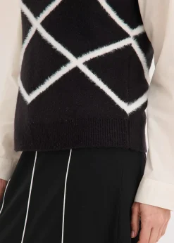 Pull sans manches à motif en maille poilue