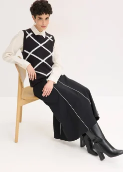 Pull sans manches à motif en maille poilue