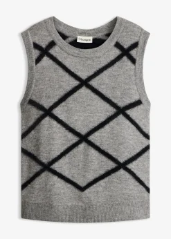 Pull sans manches à motif en maille poilue