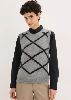 Pull sans manches à motif en maille poilue