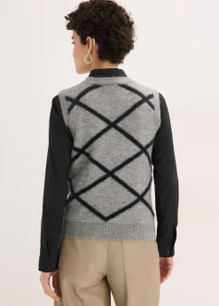 Pull sans manches à motif en maille poilue