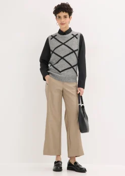 Pull sans manches à motif en maille poilue