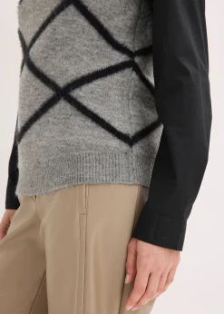 Pull sans manches à motif en maille poilue