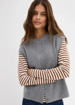 Pull sans manches en grosse maille