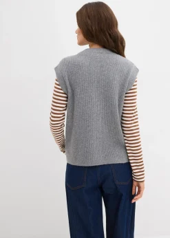 Pull sans manches en grosse maille