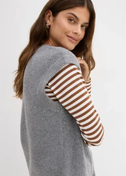 Pull sans manches en grosse maille