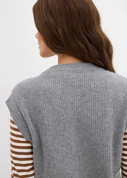 Pull sans manches en grosse maille