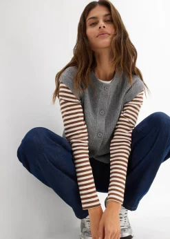 Pull sans manches en grosse maille