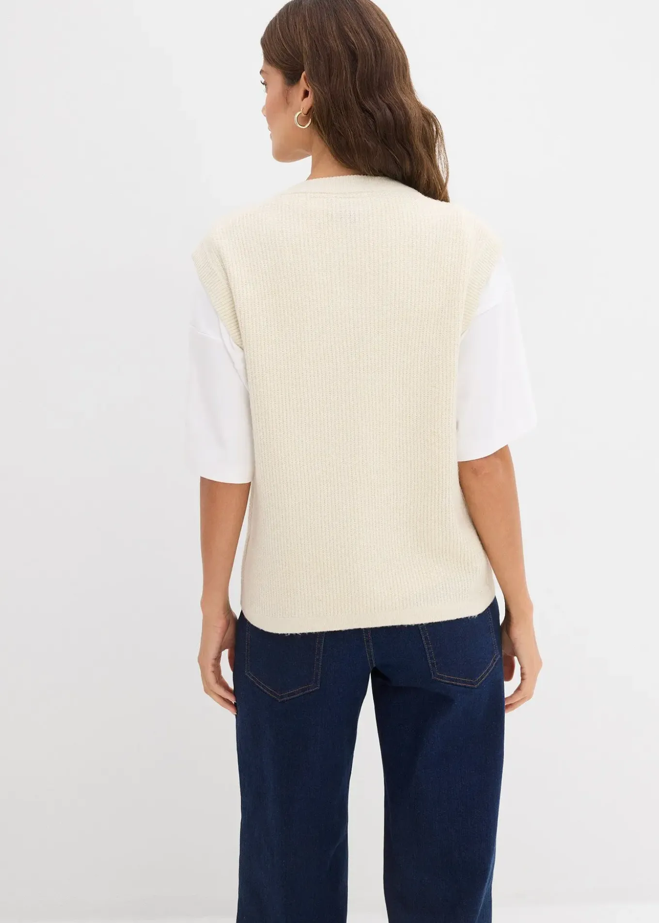 Pull sans manches en grosse maille