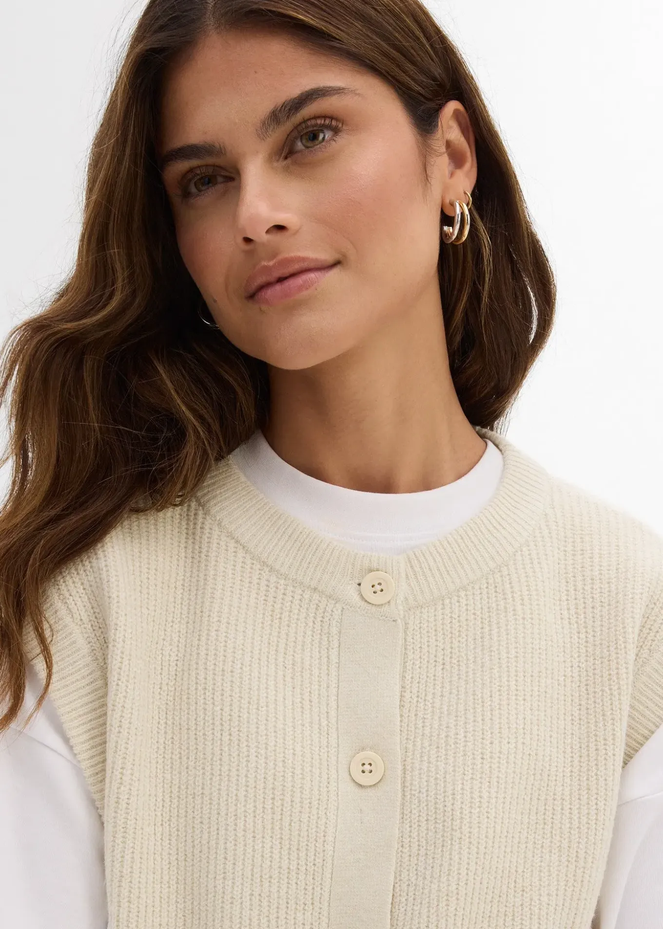 Pull sans manches en grosse maille