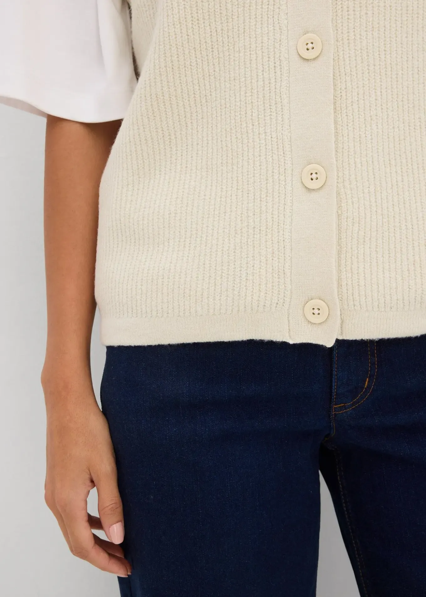 Pull sans manches en grosse maille