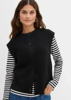 Pull sans manches en grosse maille