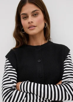 Pull sans manches en grosse maille