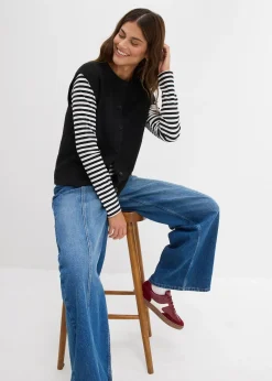 Pull sans manches en grosse maille