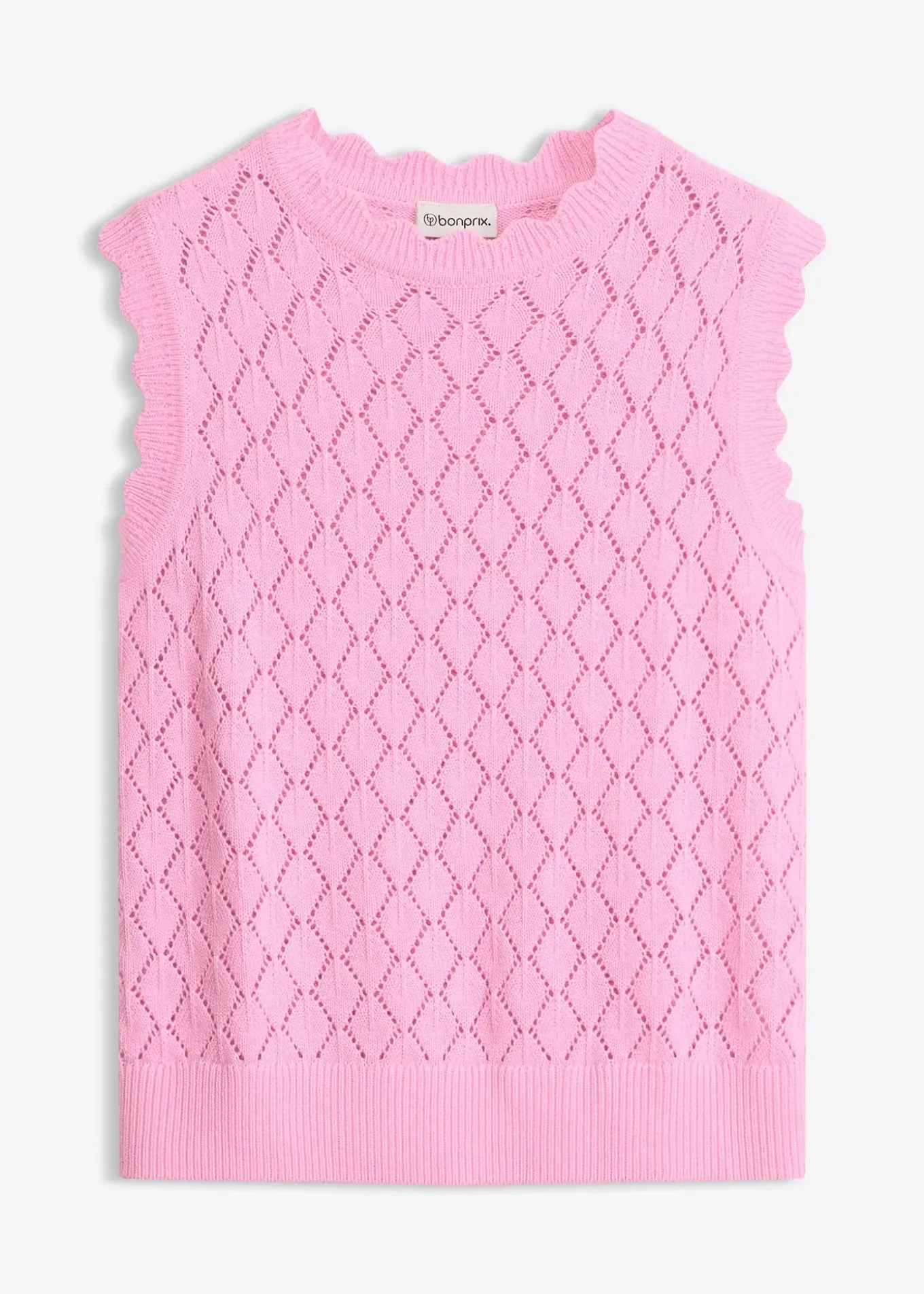 Pull sans manches en maille ajourée