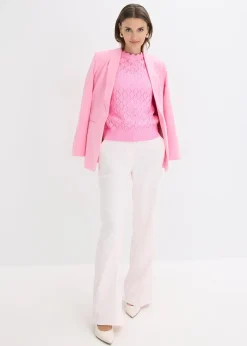 Pull sans manches en maille ajourée