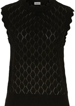 Pull sans manches en maille ajourée