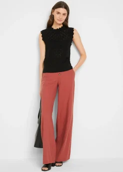 Pull sans manches en maille ajourée