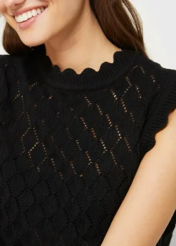 Pull sans manches en maille ajourée