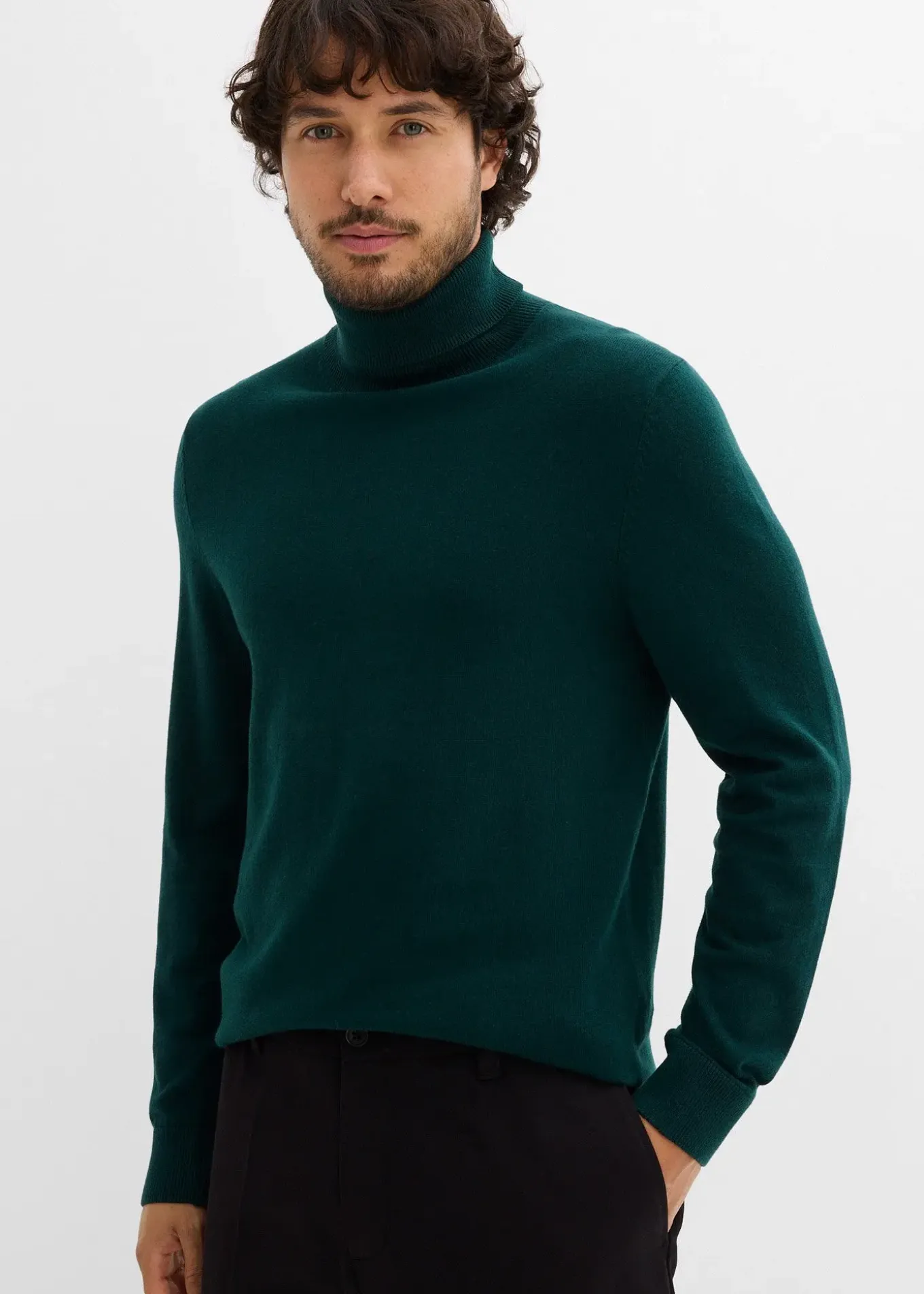 Pull slim à col roulé en fine maille avec laine mérinos