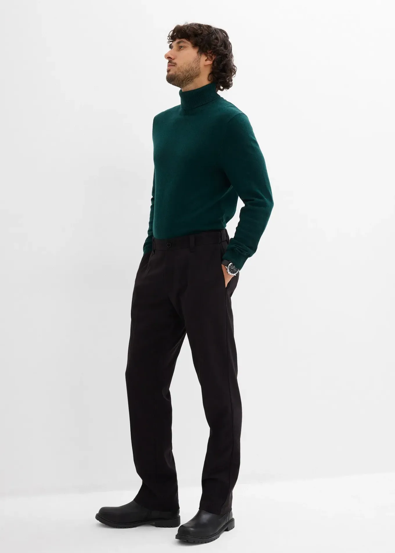 Pull slim à col roulé en fine maille avec laine mérinos