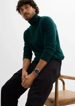 Pull slim à col roulé en fine maille avec laine mérinos