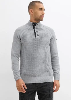 Pull texturé à col montant