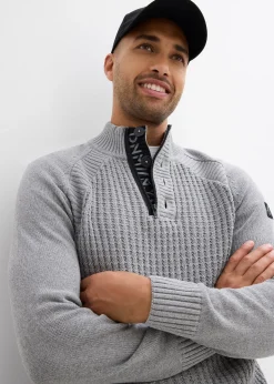 Pull texturé à col montant