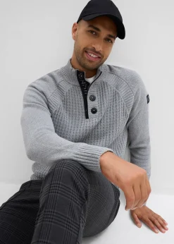 Pull texturé à col montant