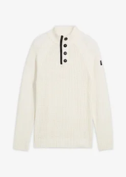 Pull texturé à col montant