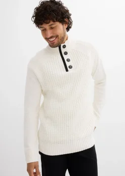 Pull texturé à col montant