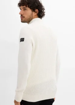 Pull texturé à col montant