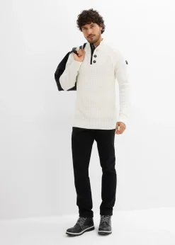 Pull texturé à col montant